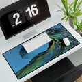 Ocean Wave Desk Mat — Abstract Blue & Green Gaming/Office Mouse Pad