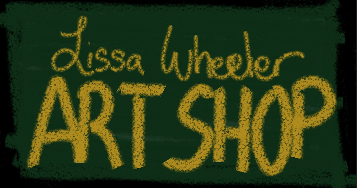 Text 'Lissa Wheeler Art Shop' in yellow on a green background